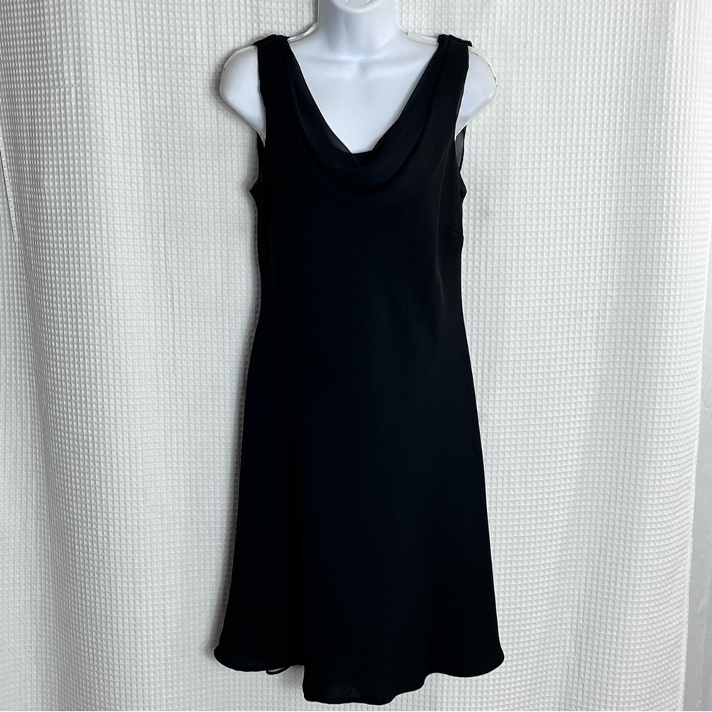 S.L. Fashions Black Cowl Neck Midi Dress size 10